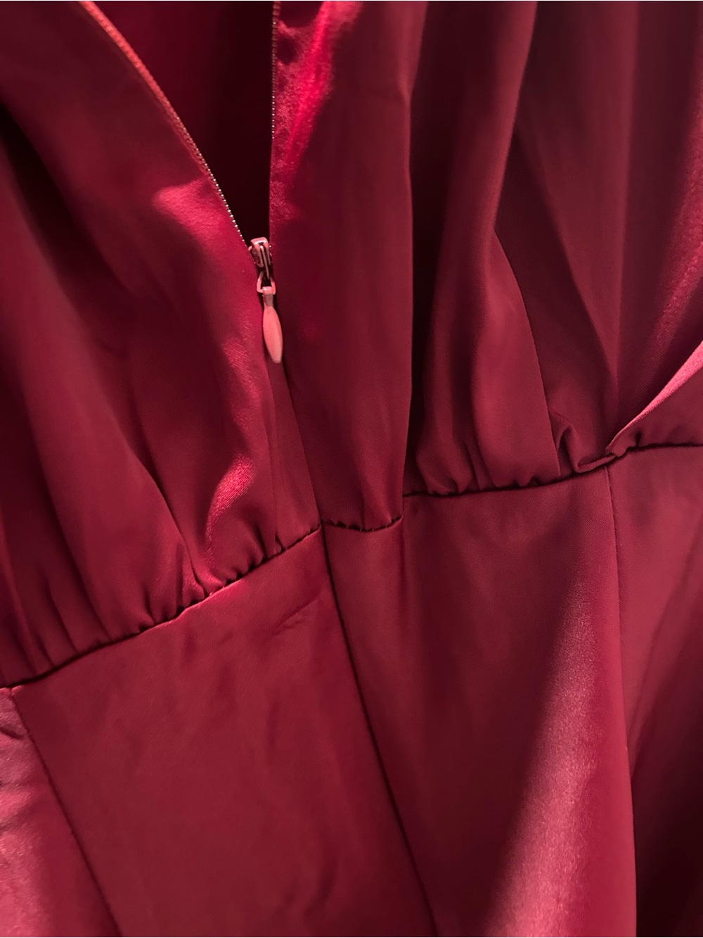 Lena High-Neck Sleeveless Red Satin Maxi Dress - Picture 5 of 6